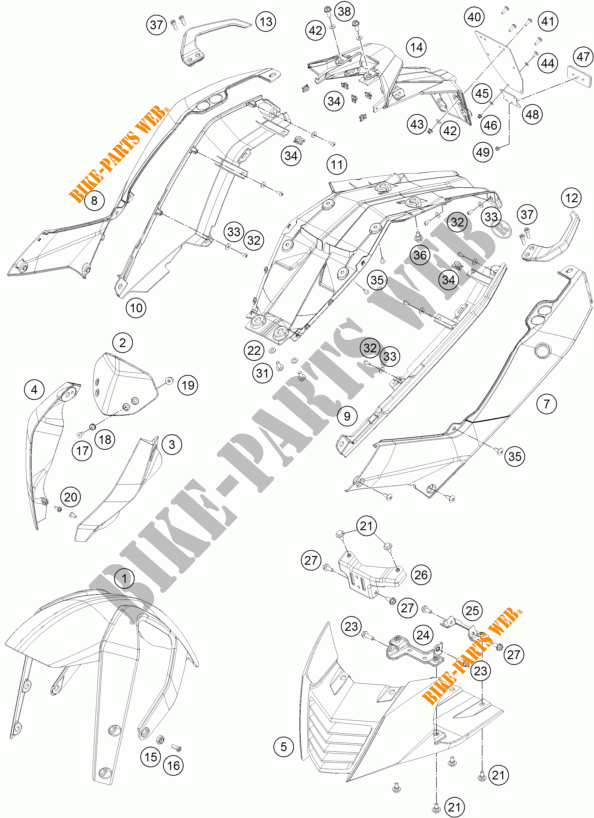 PLASTICS for KTM 250 DUKE WHITE ABS 2015