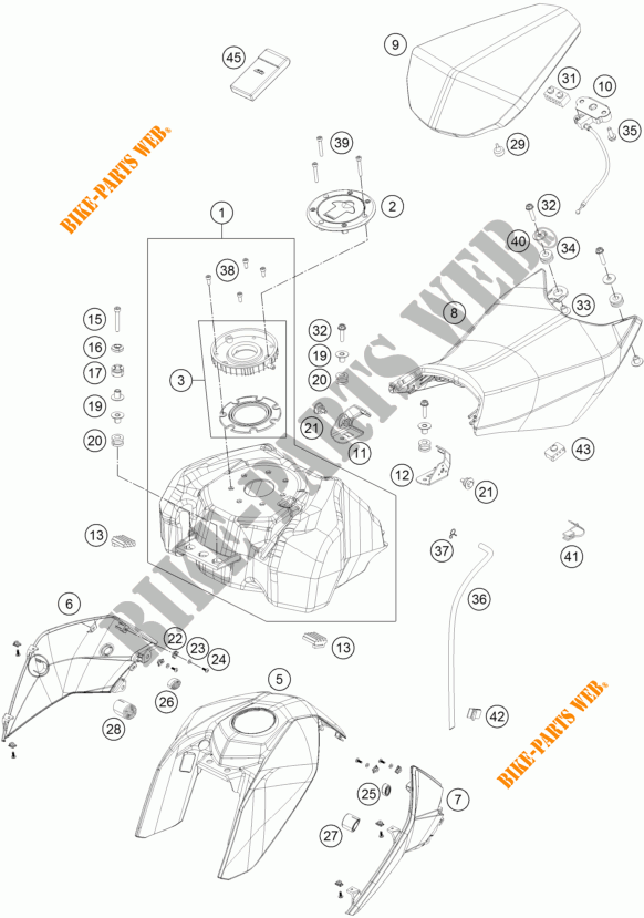 TANK / SEAT for KTM 250 DUKE WHITE ABS 2015