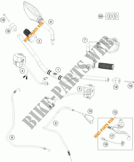 HANDLEBAR / CONTROLS for KTM 250 DUKE BLACK ABS 2015