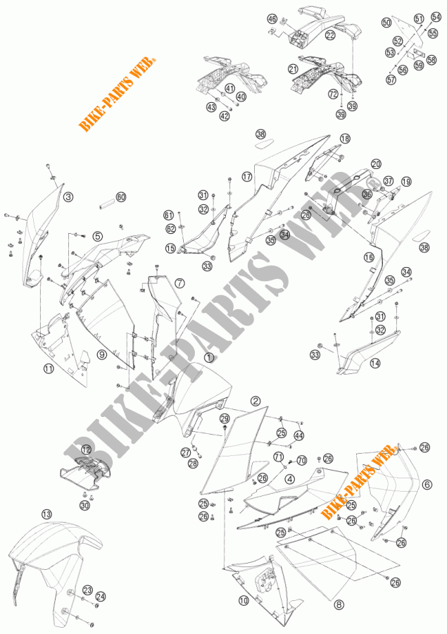 PLASTICS for KTM 1190 RC8 R WHITE 2014