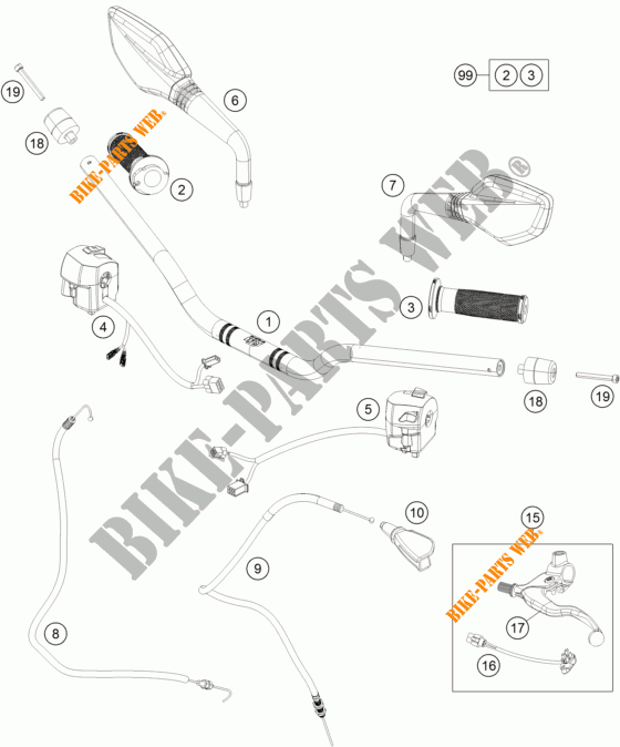 HANDLEBAR / CONTROLS for KTM 250 DUKE BLACK ABS 2015