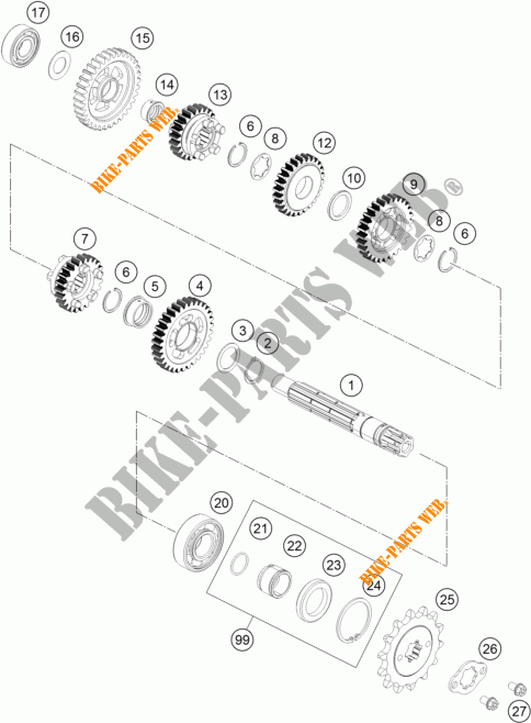 GEARBOX COUNTERSHAFT for KTM 200 DUKE WHITE NON ABS 2018
