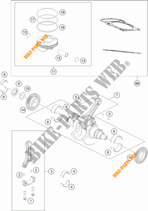 CRANKSHAFT / PISTON for KTM 1190 RC8 R WHITE 2013