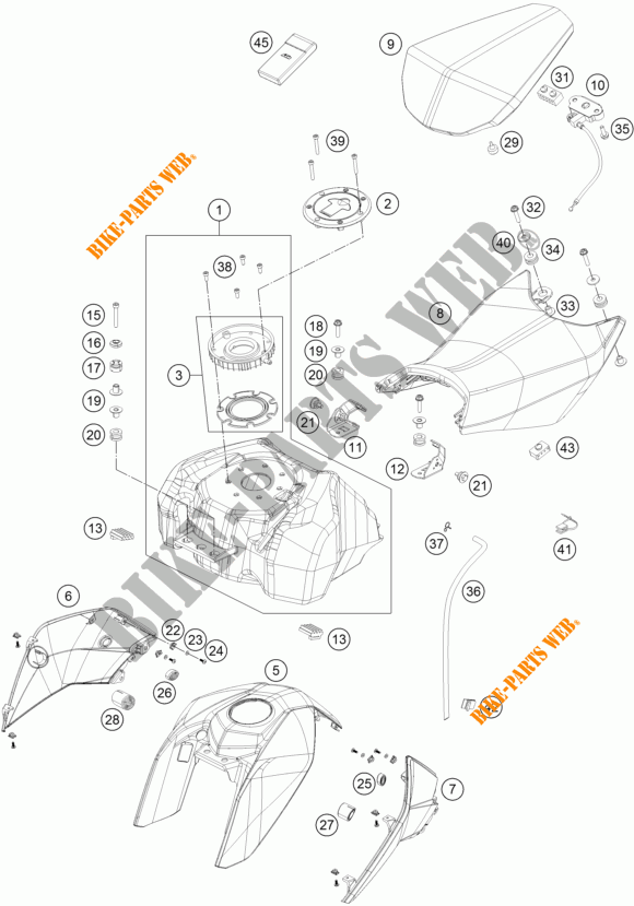 TANK / SEAT for KTM 200 DUKE WHITE NON ABS 2018