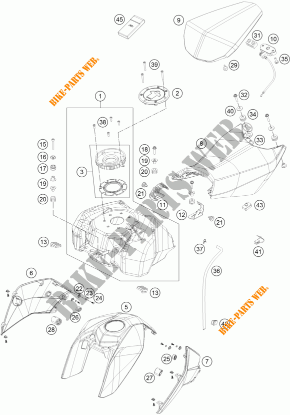 TANK / SEAT for KTM 200 DUKE ORANGE NON ABS 2016