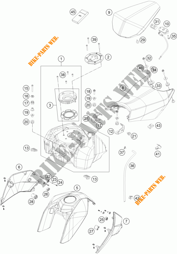 TANK / SEAT for KTM 200 DUKE WHITE NON ABS 2016