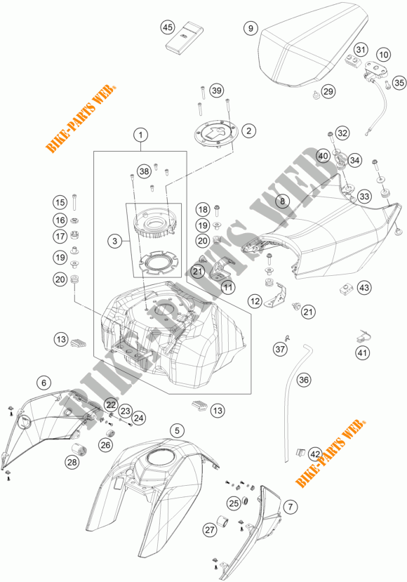 TANK / SEAT for KTM 200 DUKE WHITE NON ABS 2016