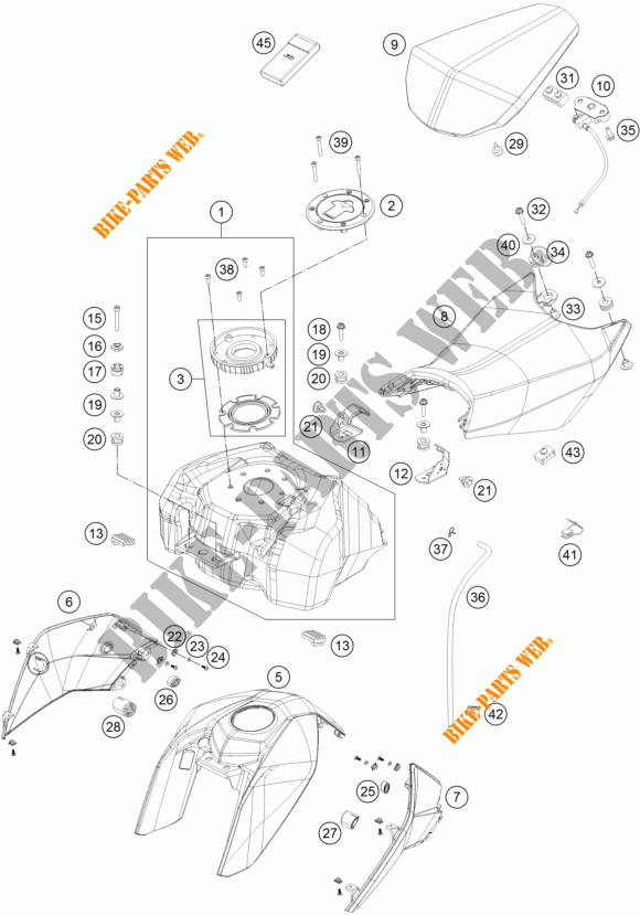 TANK / SEAT for KTM 200 DUKE ORANGE NON ABS 2015