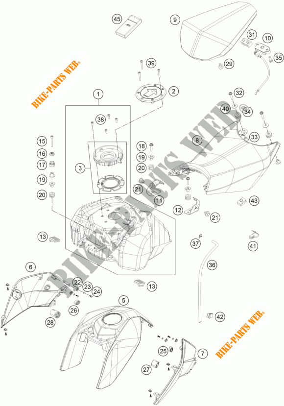 TANK / SEAT for KTM 200 DUKE WHITE NON ABS 2015