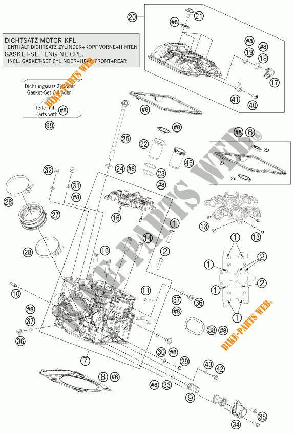 CYLINDER HEAD REAR for KTM 1190 RC8 R WHITE 2013