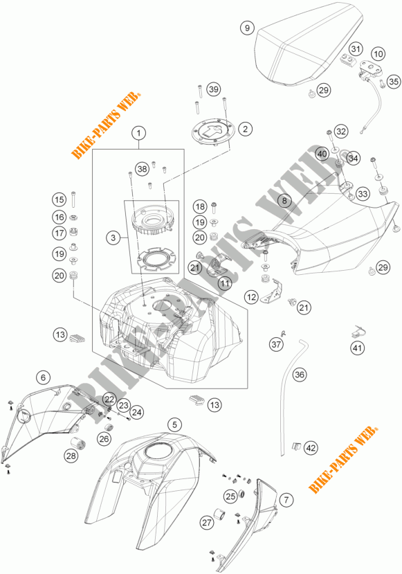 TANK / SEAT for KTM 200 DUKE ORANGE NON ABS 2014