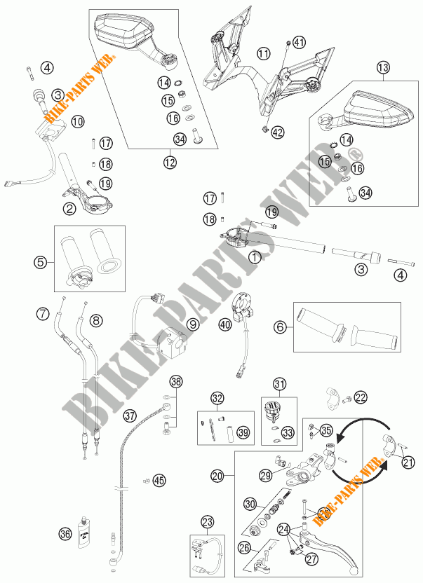 HANDLEBAR / CONTROLS for KTM 1190 RC8 R WHITE 2013