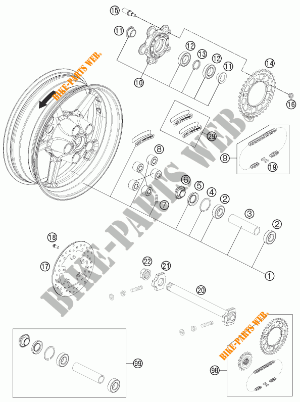 REAR WHEEL for KTM 1190 RC8 R WHITE 2013