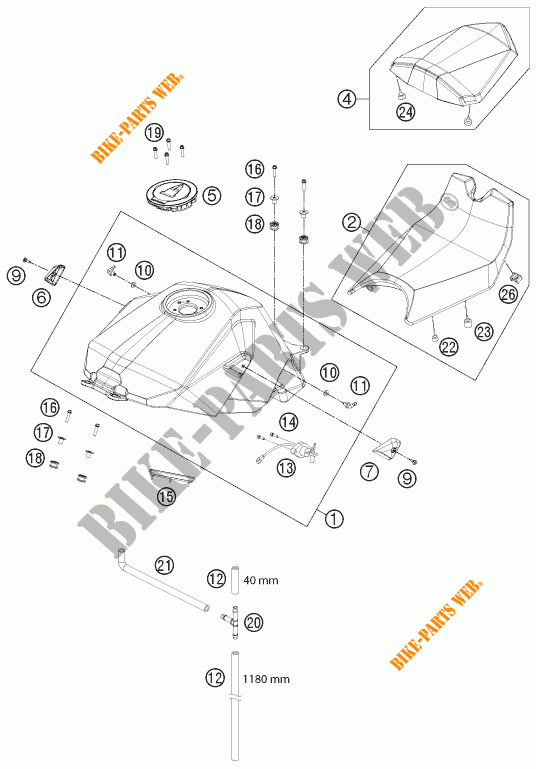 TANK / SEAT for KTM 1190 RC8 R WHITE 2013