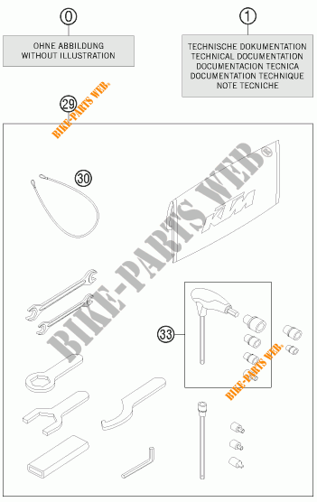 TOOL KIT / MANUALS / OPTIONS for KTM 1190 RC8 R WHITE 2013