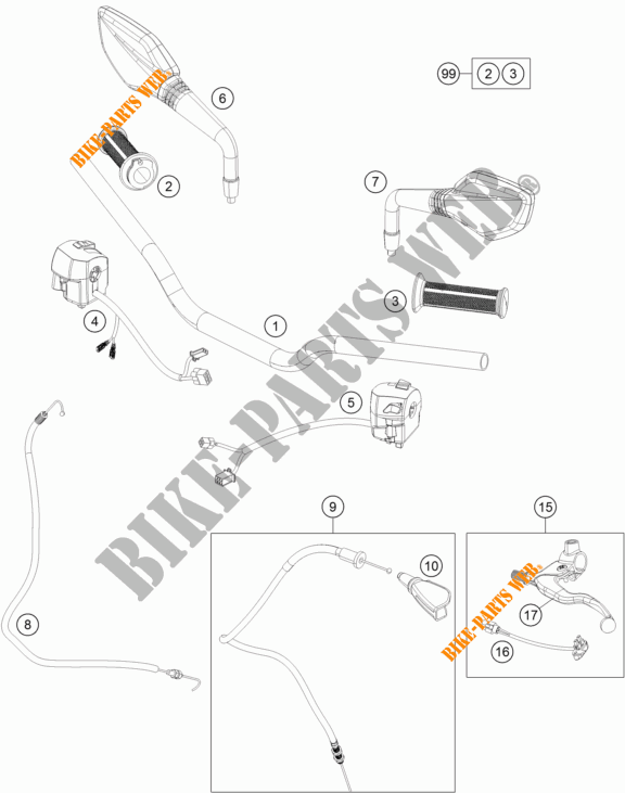 HANDLEBAR / CONTROLS for KTM 200 DUKE WHITE ABS 2014