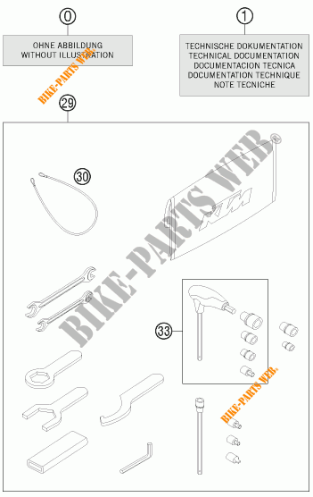 TOOL KIT / MANUALS / OPTIONS for KTM 1190 RC8 R WHITE 2012
