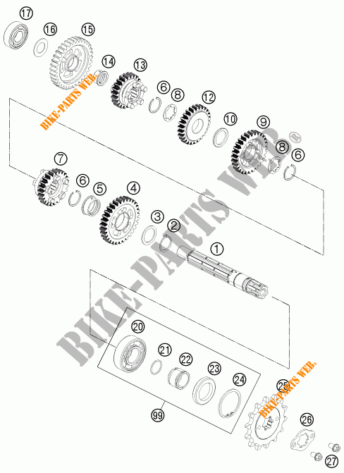 GEARBOX COUNTERSHAFT for KTM 200 DUKE WHITE ABS 2014