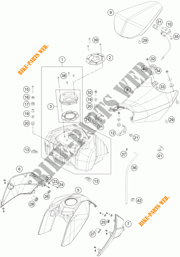 TANK / SEAT for KTM 200 DUKE WHITE ABS 2014