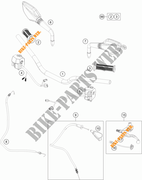 HANDLEBAR / CONTROLS for KTM 200 DUKE ORANGE ABS 2013