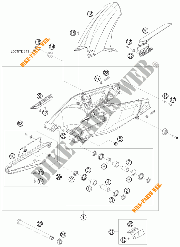SWINGARM for KTM 1190 RC8 R TRACK 2012