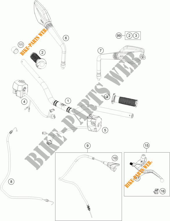 HANDLEBAR / CONTROLS for KTM 125 DUKE WHITE 2017