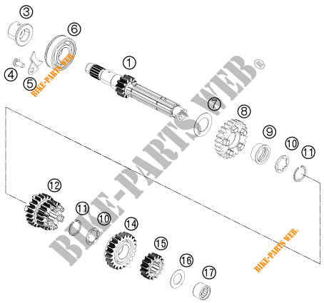 GEARBOX MAIN SHAFT for KTM 125 DUKE ORANGE ABS BAJ.DIR. 2014 EU F4003N6 2014 EU F4003N6 2014