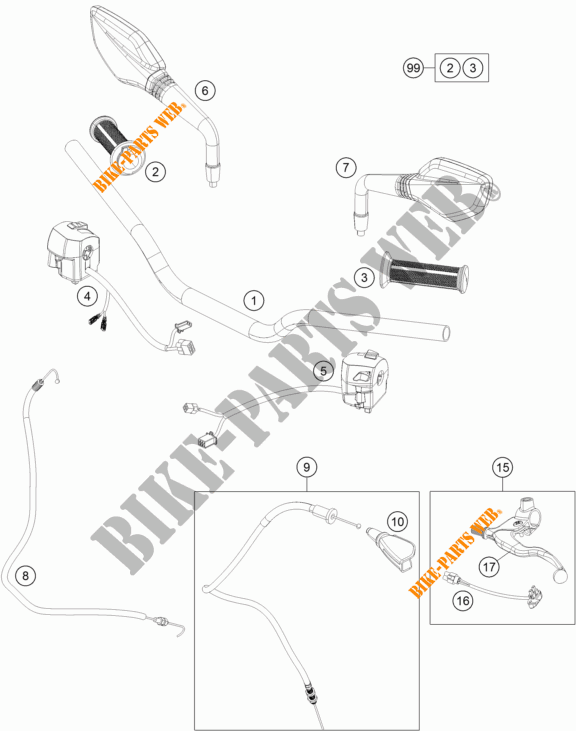 HANDLEBAR / CONTROLS for KTM 125 DUKE WHITE ABS 2014