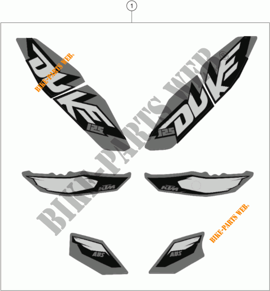 STICKERS for KTM 125 DUKE ORANGE ABS 2014