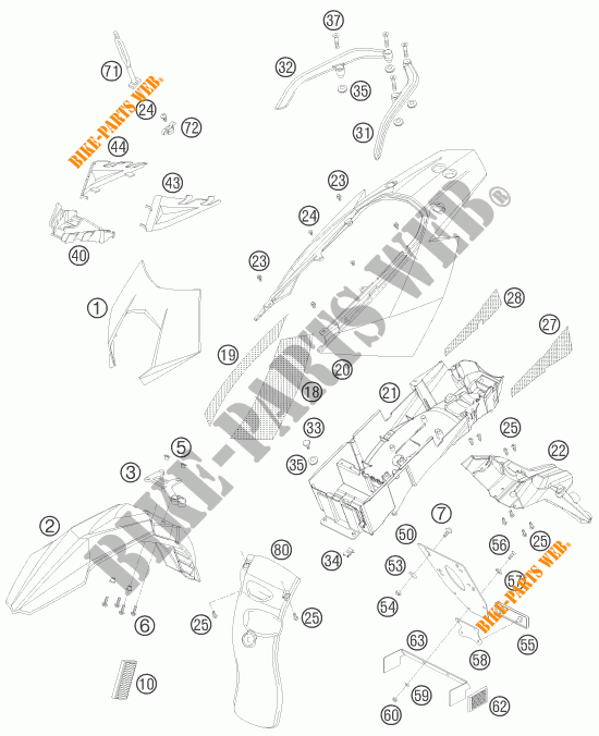 PLASTICS for KTM 950 SUPER ENDURO R 2009