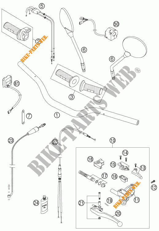HANDLEBAR / CONTROLS for KTM 950 SUPER ENDURO R 2007