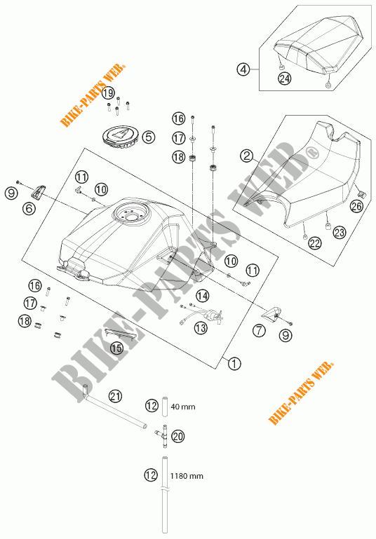 TANK / SEAT for KTM 1190 RC8 R WHITE 2012