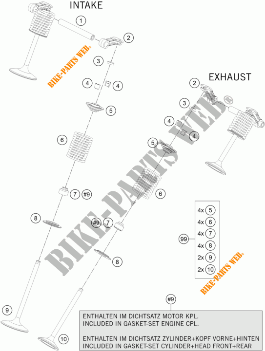 VALVES for KTM 1190 RC8 R WHITE 2012