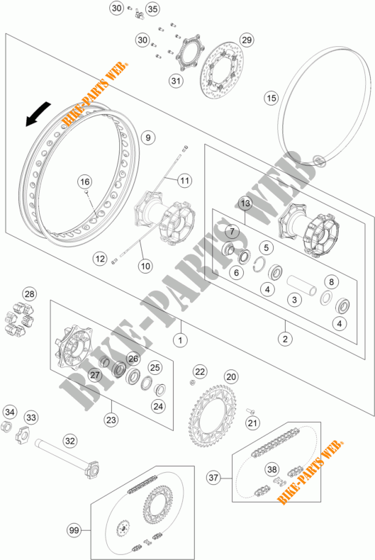 REAR WHEEL for KTM 690 ENDURO R ABS 2016