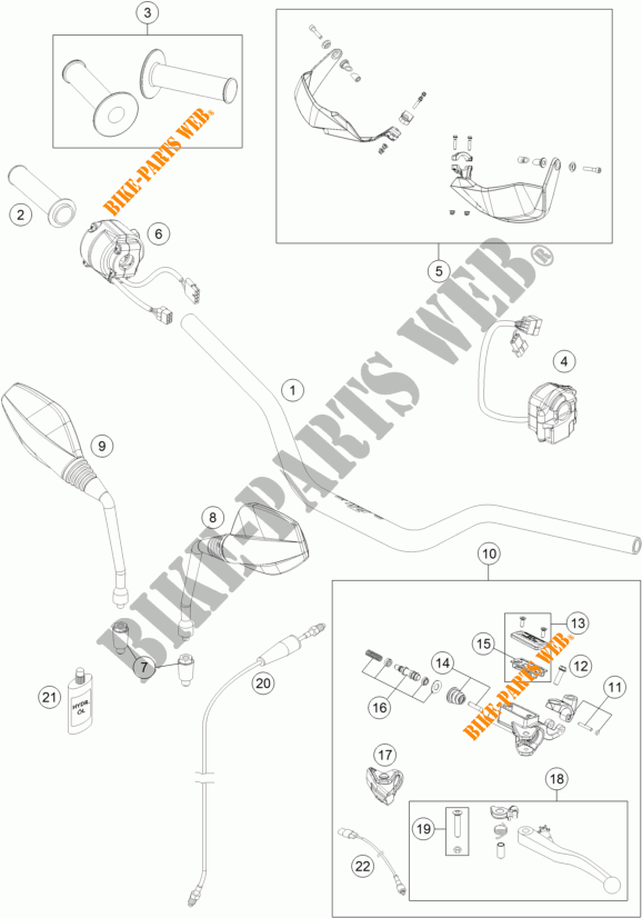 HANDLEBAR / CONTROLS for KTM 690 ENDURO R ABS 2015