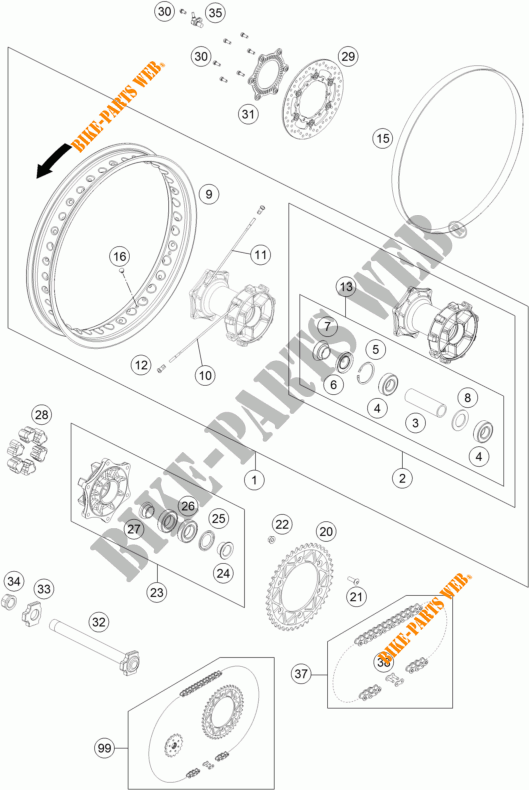 REAR WHEEL for KTM 690 ENDURO R ABS 2015
