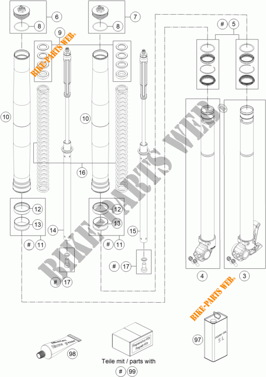 FRONT FORK (PARTS) for KTM 690 ENDURO R ABS 2015