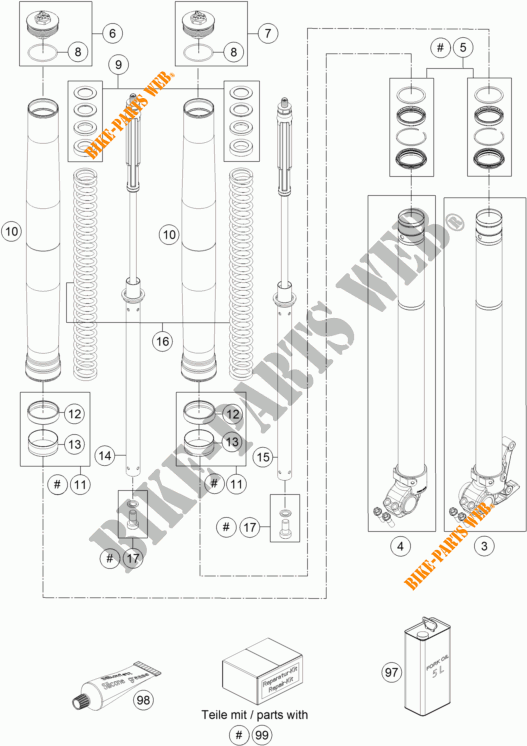 FRONT FORK (PARTS) for KTM 690 ENDURO R ABS 2014