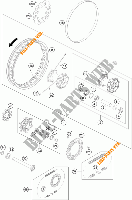 REAR WHEEL for KTM 690 ENDURO R 2013