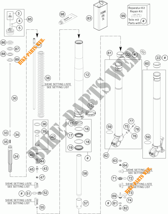 FRONT FORK (PARTS) for KTM 690 ENDURO R 2012