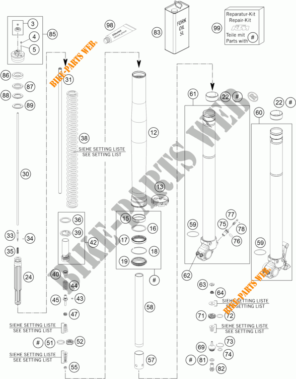 FRONT FORK (PARTS) for KTM 690 ENDURO R 2011