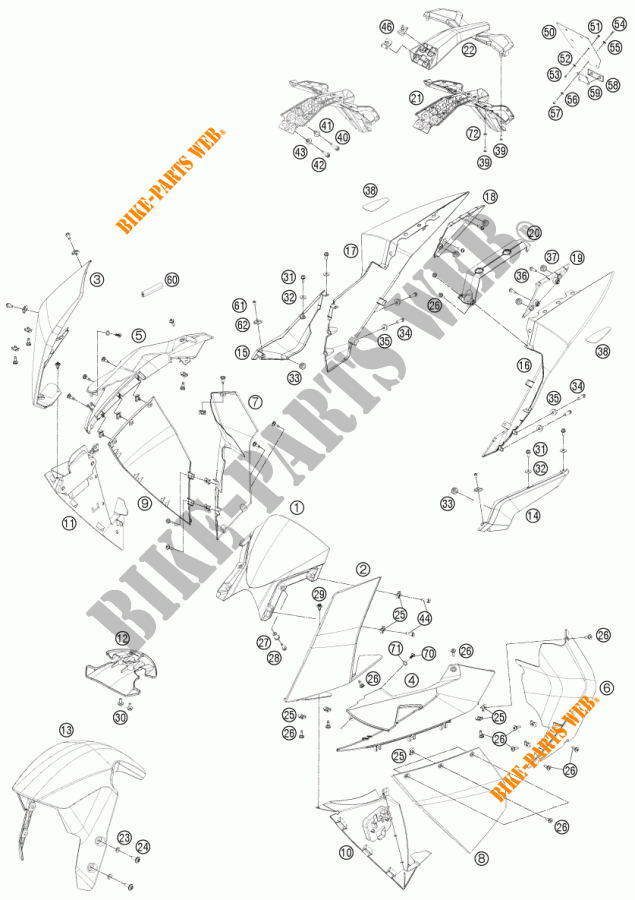 PLASTICS for KTM 1190 RC8 R WHITE 2011