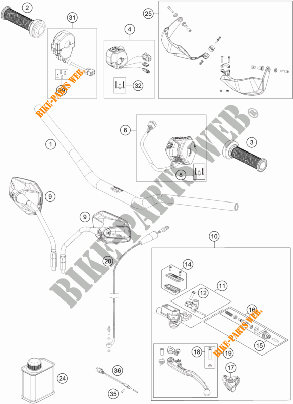 HANDLEBAR / CONTROLS for KTM 1290 SUPER ADVENTURE S ORANGE 2018