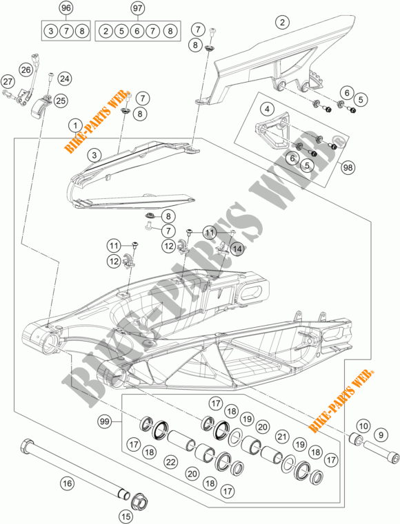 SWINGARM for KTM 1290 SUPER ADVENTURE S ORANGE 2018
