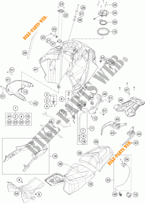 TANK / SEAT for KTM 1290 SUPER ADVENTURE S ORANGE 2017