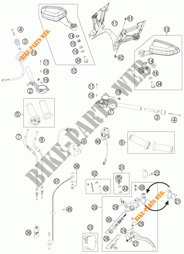 HANDLEBAR / CONTROLS for KTM 1190 RC8 R WHITE 2011