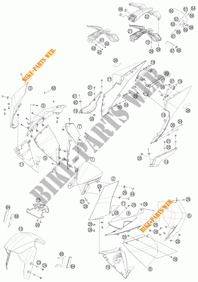 PLASTICS for KTM 1190 RC8 R WHITE 2011