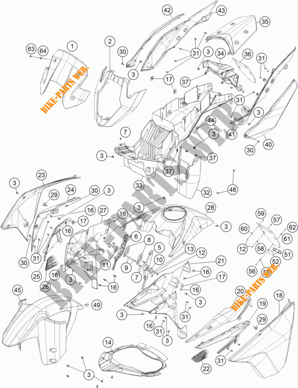 PLASTICS for KTM 1090 ADVENTURE R 2018