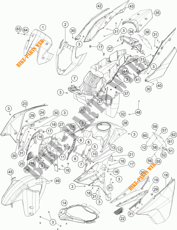 PLASTICS for KTM 1090 ADVENTURE R 2017