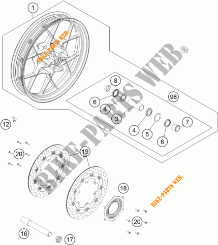 FRONT WHEEL for KTM 1090 ADVENTURE L 35KW A2 2018